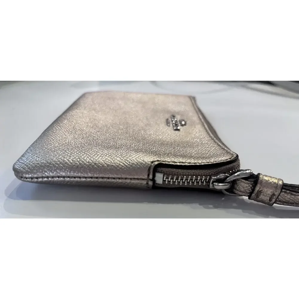 Coach Gold Wristlet Shimmer Glam Small Flat Clutch 6”X4”Party